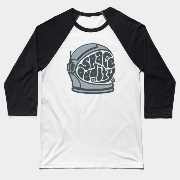 Space Oddity Astronaut Helmet Word Art Baseball T-Shirt by Slightly Unhinged